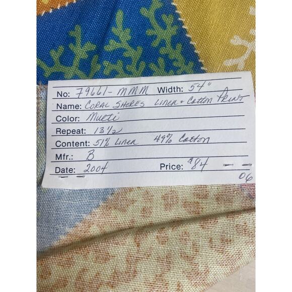 Brunschwig & Fils "Coral Shores" fabric vintage swatch 27 x 33 - Picture 4 of 7